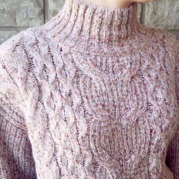 Express 'Rose Gold' Heathered Cable Knit Sweater - NWT - Picture 1 of 7